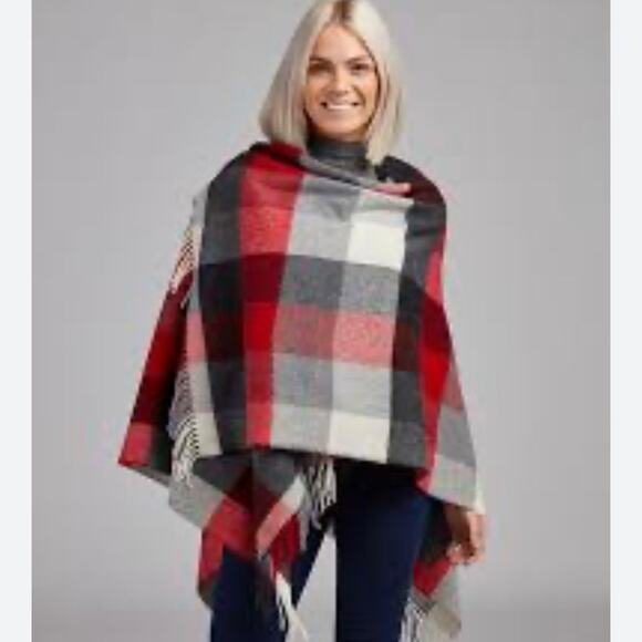 NWT The woollen market, Ireland LAMBSWOOL CHECK BLANKET/ CAPE /SCARF - Picture 1 of 16